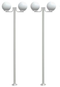 Lampadaires d'extérieur inox, moderne, 2 têtes, 220 cm, lot de 2