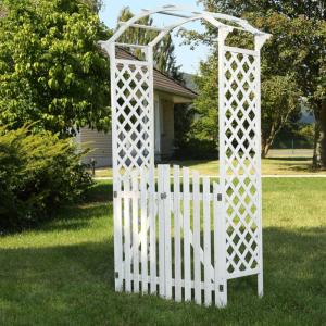 PERGOLA en bois avec portillons, blanche