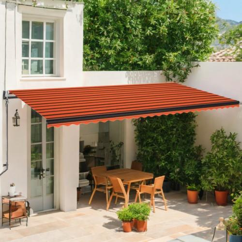 STORE BANNE 4.5 x 3.5 m, manuel, toile orange/marron