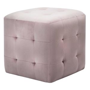 POUF cube, habillage velours 5 coloris, lot de 2.