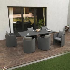 Salon de jardin ALTO 6 places avec table XXL 220 cm en aluminium et revêtement Oléfine