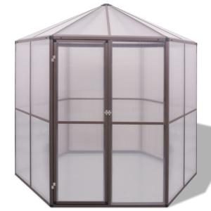 SERRE de jardin hexagonale, aluminium marron