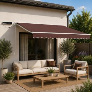 Store banne semi-coffre motorisation solaire - 500 x 300 cm