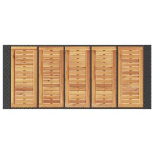 BAR de jardin en résine tressée noir et acacia, 8 places