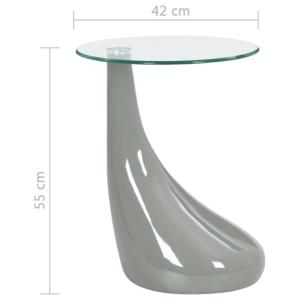 TABLE basse en verre trempé fibre de verre, gris brillant