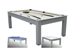 Table BILLARD/ping-pong, XXL 226 cm, blanche, avec plateau salle à manger.