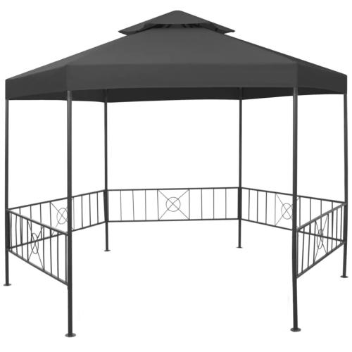 Tonnelle de jardin hexagonale, acier, 325 cm, anthracite
