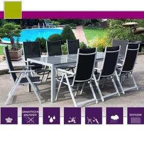 Salon de jardin ALU et plateau granit + 8 chaises