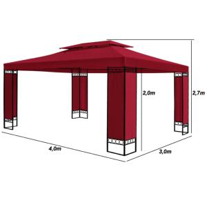 TONNELLE de jardin 3 x 4 M, rouge