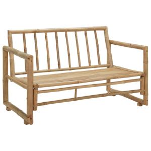 Banc de jardin bambou, avec coussins crème