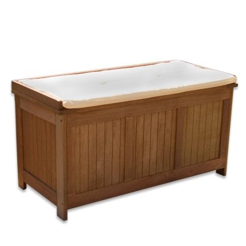 COFFRE / BANC de rangement en bois exotique, 115 cm