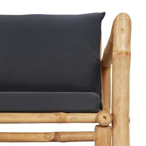 Banc de jardin bambou, avec coussins anthracite