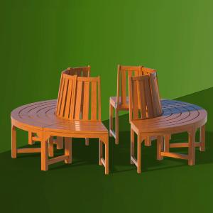 Banc de jardin en bois exotique, tour d'arbre, diamètre 190 cm