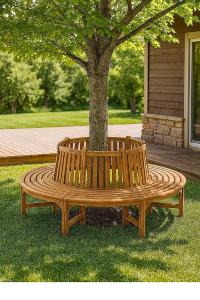 BANC de jardin circulaire, tour d'arbre teck, 250 cm