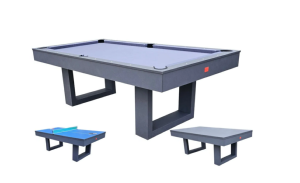 Table BILLARD/ping-pong, XXL 230 cm, gris, avec plateau salle à manger.