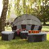 Canapé de jardin rond modulable en résine tressée, 10 coloris