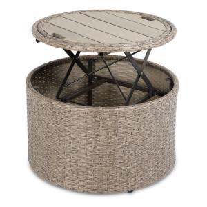 Canapé jardin, 185 cm, résine tressée, table télescopique, beige