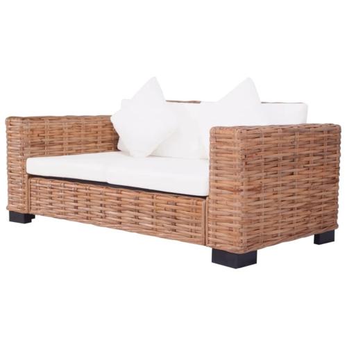 CANAPE en rotin naturel, pour jardin ou maison, avec coussin