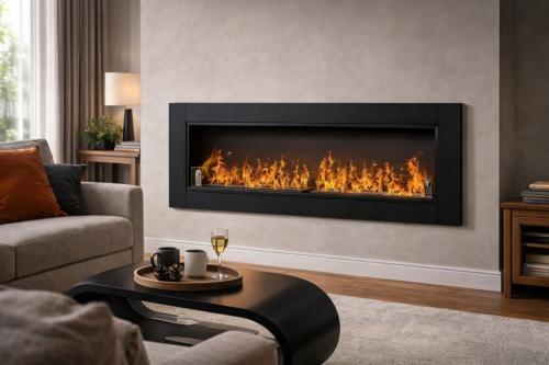 Cheminée bio-éthanol murale FIREPLUS – 162 cm – 2 brûleurs – Design premium