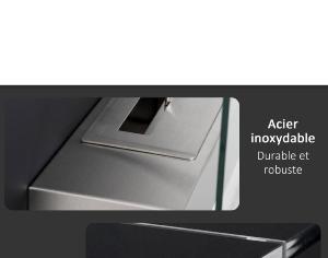 Cheminée bio-éthanol murale VELIAN – Noir et inox brossé, 60 cm