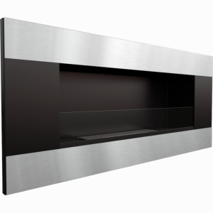 CHEMINEE éthanol luxe AVALON, inox et noir 90 cm