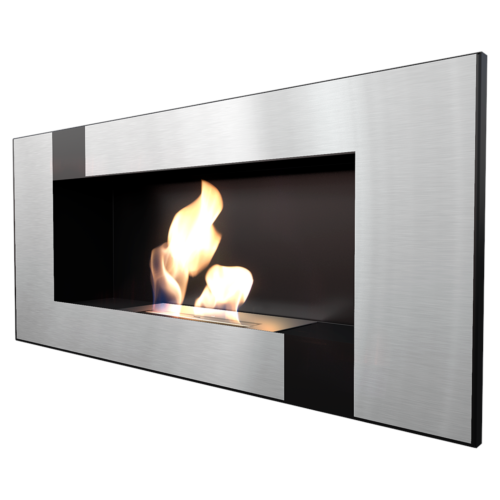 CHEMINEE éthanol EPSYLON, inox et noir 90 cm