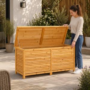Coffre de Rangement Jardin XXL en Bois d'Épicéa 170 cm 