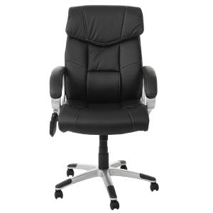 FAUTEUIL BUREAU,  cuir noir, 6 points de massage
