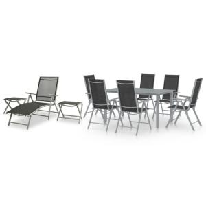 SALON de JARDIN  en ALUMINIUM - 6 chaises + 1 chaise longue