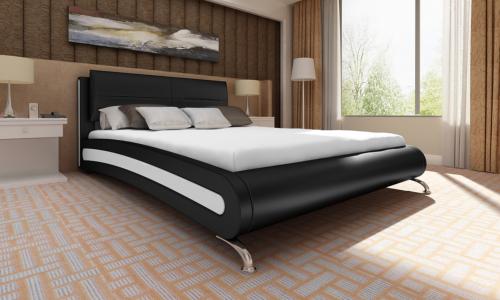 Lit en cuir 180 x 200 noir avec matelas
