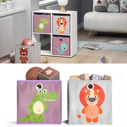 Set De 3 Boîtes De Rangement Enfants Relaxdays - Motifs Animaux, Pliables, 30x30x30 Cm, Pour Jouets Et Livres - 8
