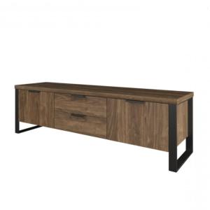 Meuble bas TV, bois noyer, 152 cm 