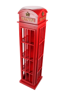 Meuble design cabine téléphonique range CD, 130 cm, bois massif