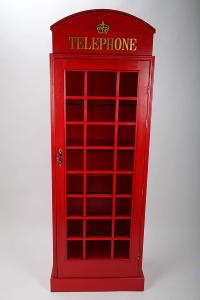 Meuble design cabine téléphonique rouge, bois massif