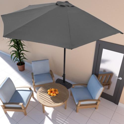 Parasol semi-circulaire, mural, 300 cm, anthracite