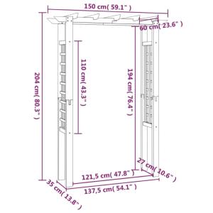 PERGOLA en bois massif, 200 x 150 cm