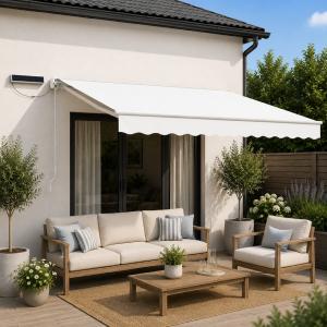 Store banne semi-coffre motorisation solaire - 350 x 250 cm