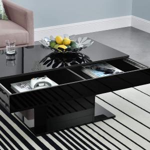 TABLE basse coulissante, 110 x 60 cm, noir laqué