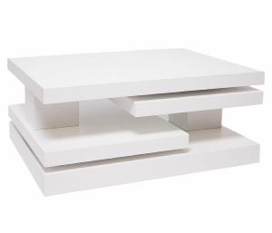 TABLE basse, plateaux pivotants, 80 à 120 cm, blanc mat