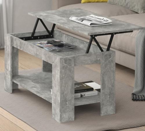 TABLE basse gris béton, 100 cm, plateau relevable, GALION