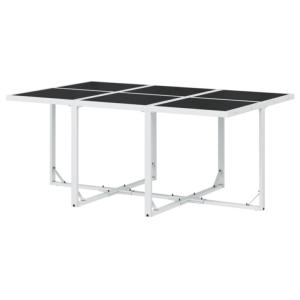 SALON de jardin acier thermolaqué blanc /  textilène, 10 places