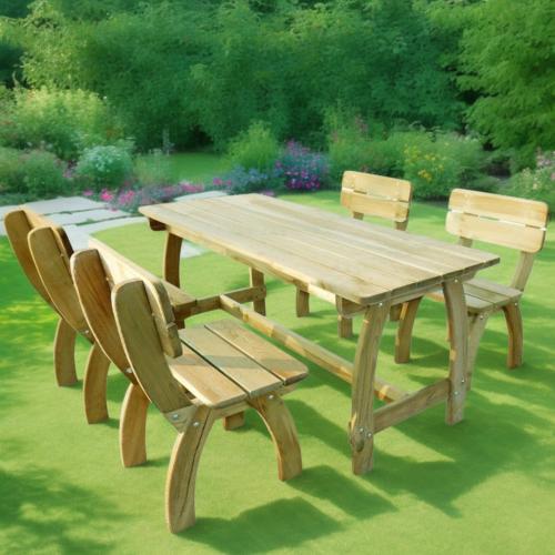 TABLE jardin, avec 4 chaises, type pique-nique bois massif