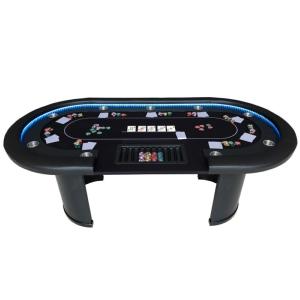 TABLE de POKER grand luxe, 215 cm, jusqu'à 10 places, LED