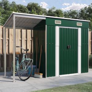 ABRI de jardin, 3,10 m² avec appentis, métal galvanisé, vert
