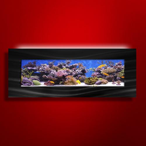 AQUARIUM mural, 120 cm, aluminium brossé noir