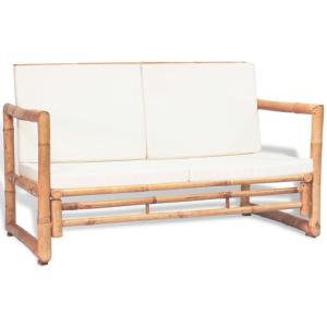 Banc de jardin, en bambou, avec coussin