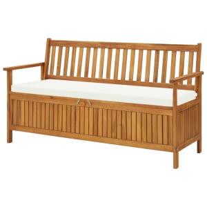 BANC de jardin bois exotique, 150 cm avec coffre de rangement