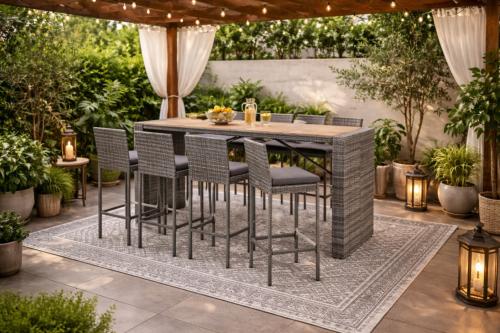 Bars de jardin � Bars ext�rieurs en bois et r�sine tress�e