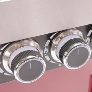 BARBECUE de luxe INOX 5 brûleurs + accessoires, rouge