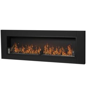 CHEMINEE ETHANOL Luxe inox noir, 190 cm, 2 brûleurs, 16 Kw